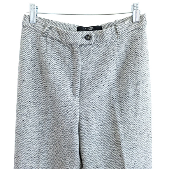 MaxMara Weekend Virgin Wool Gray Herringbone Tweed Pants Size 4 - Picture 3 of 6